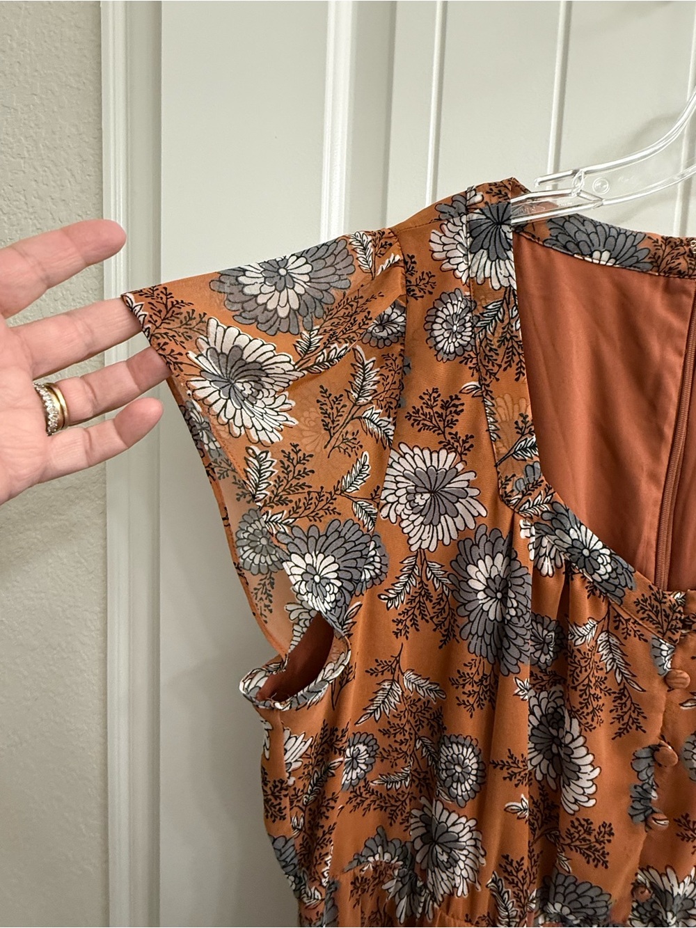 Madewell sheer sleeve Floral Midi Dress sz 18 - Picture 7 of 12